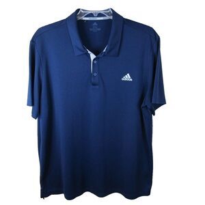 Adidas Short Sleeve Navy Blue Golf Polo Shirt‎ Men's 2XL 100% Polyester
